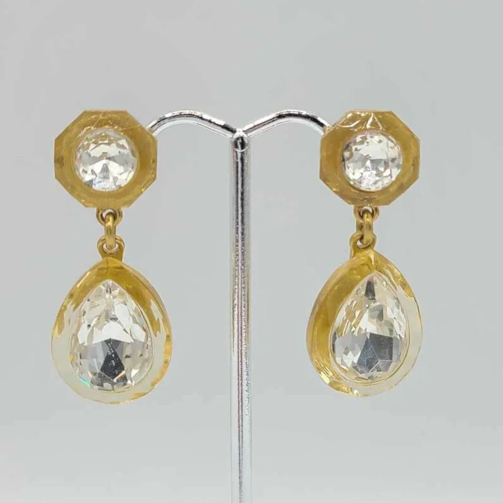 J Crew Clear Crystal Drop Earrings